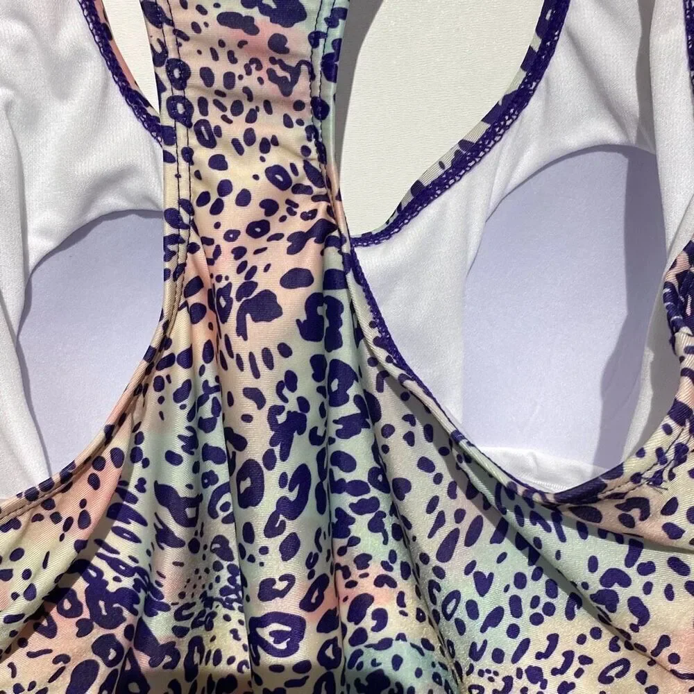 Nicole Miller Studio Iris Cheetah Print Racerback One Piece Swimsuit NMOP-114‎ M